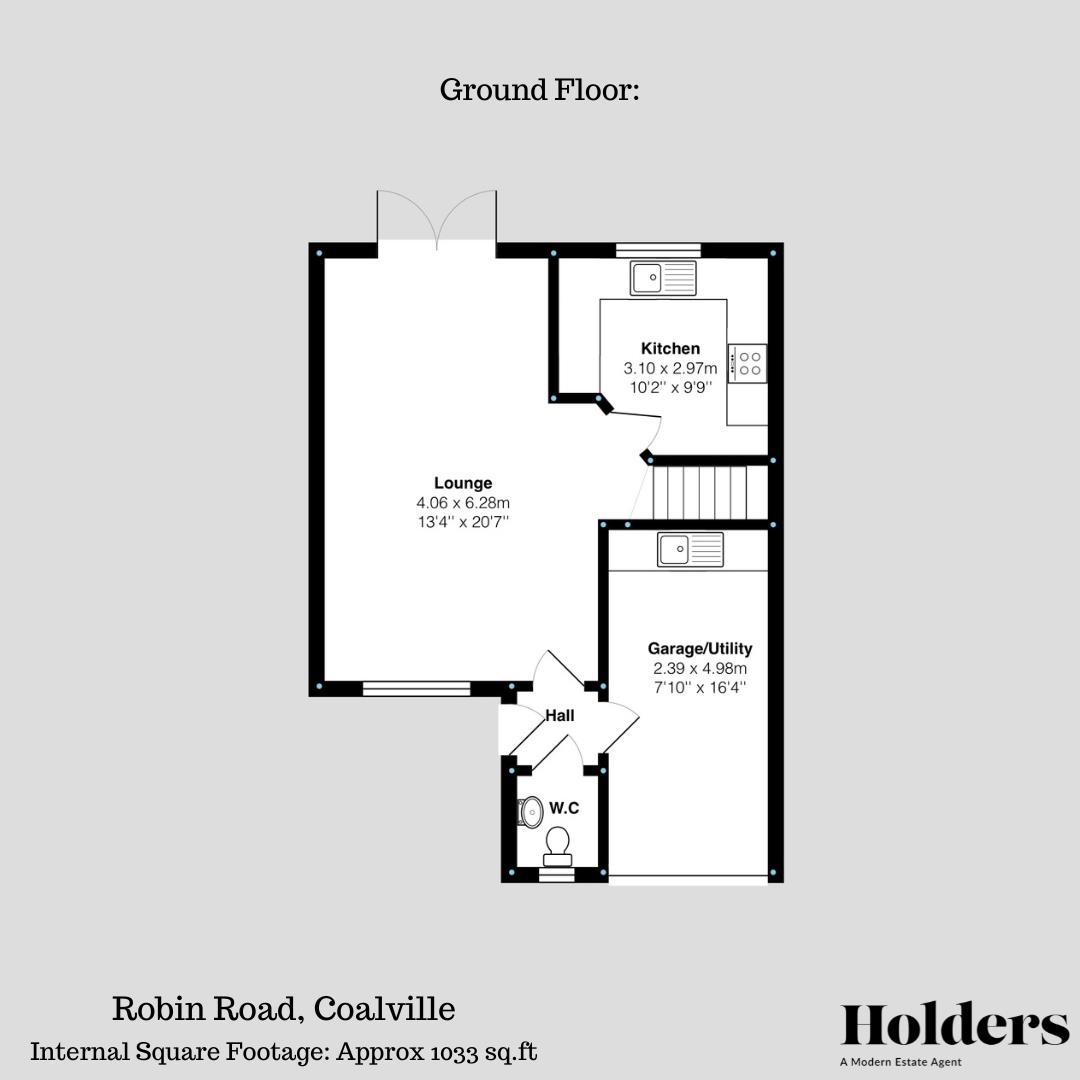 Ground Floor Floorplan for Robin Road, Coalville