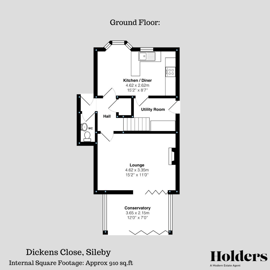 Ground Floor Floorplan for Dickens Close, Sileby