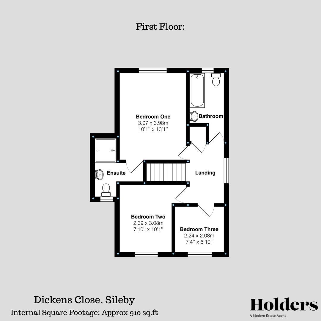 First Floor Floorplan for Dickens Close, Sileby