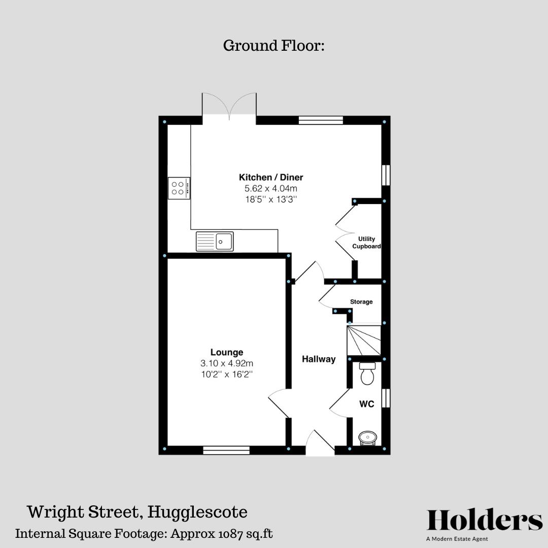 Ground Floor Floorplan for Wright Street, Hugglescote