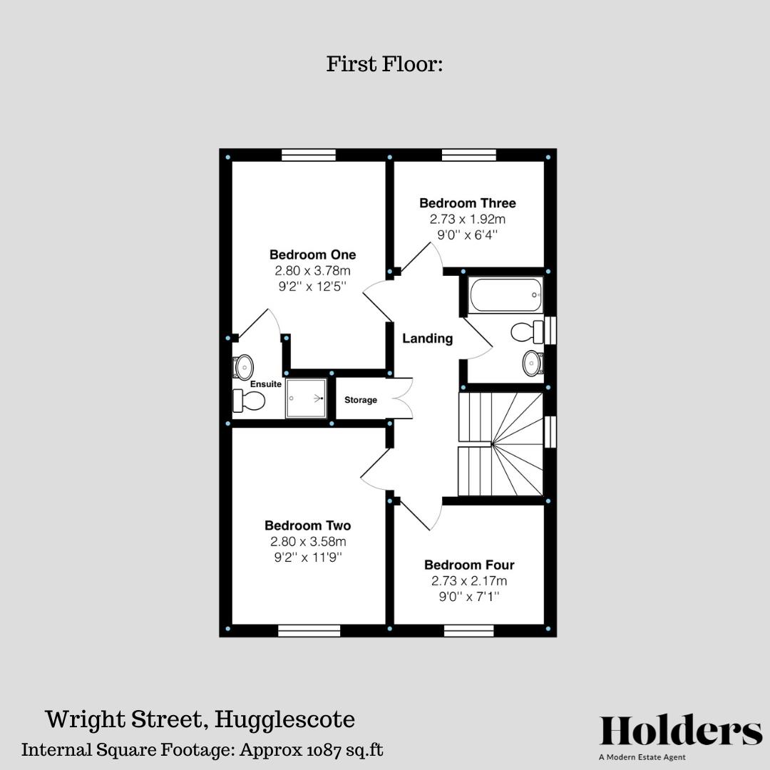 First Floor Floorplan for Wright Street, Hugglescote
