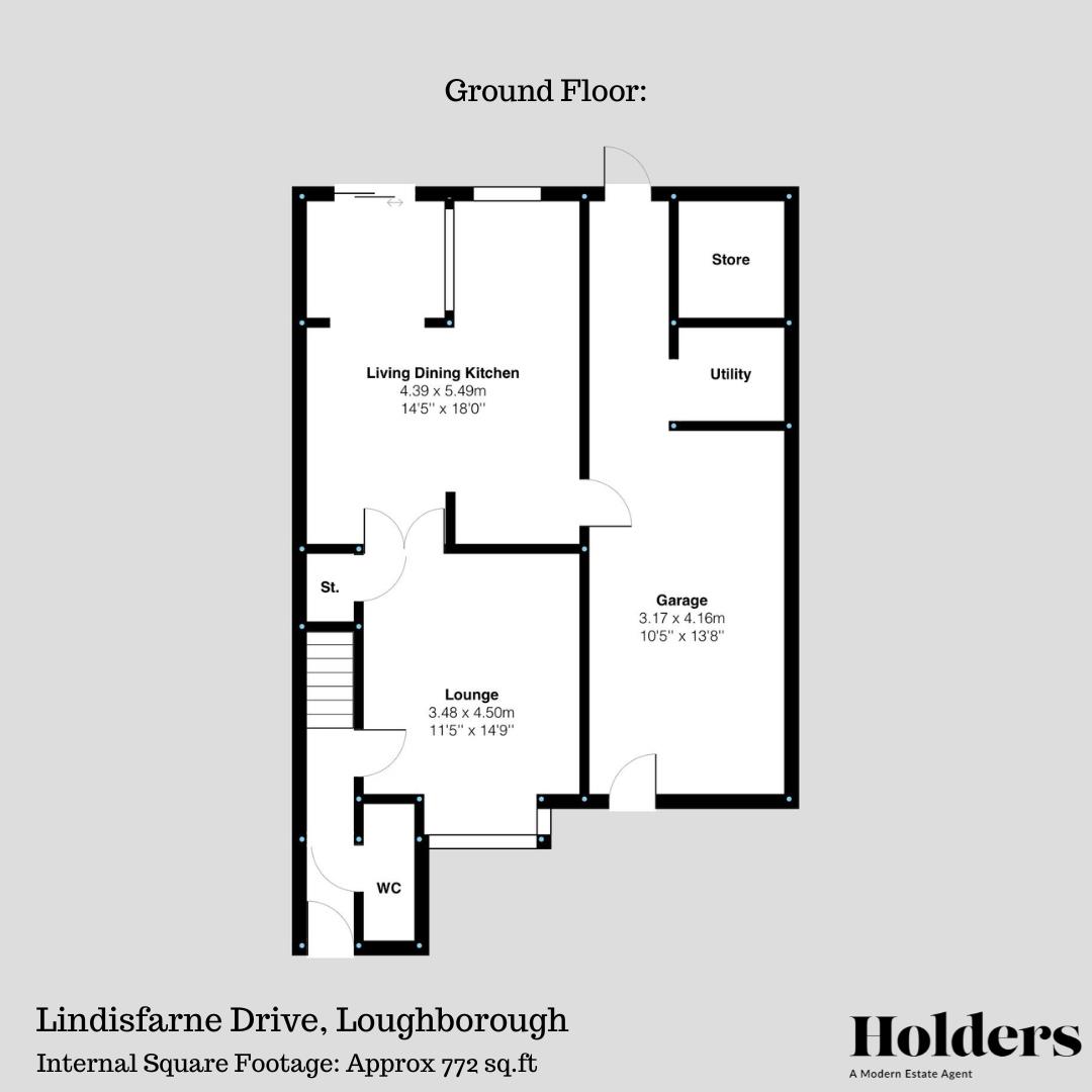 Ground Floor Floorplan for Lindisfarne Drive, Loughborough