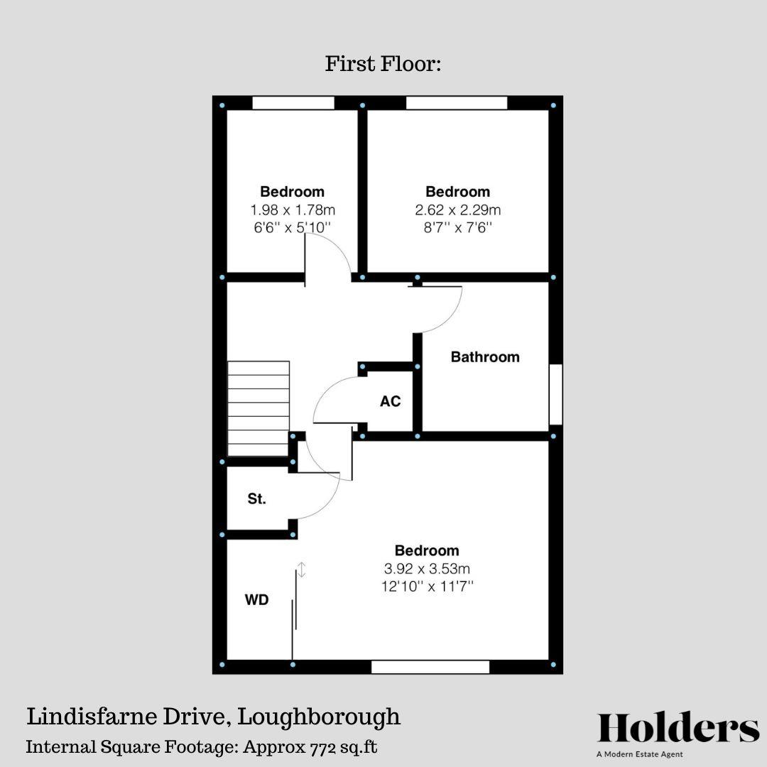 First Floor Floorplan for Lindisfarne Drive, Loughborough