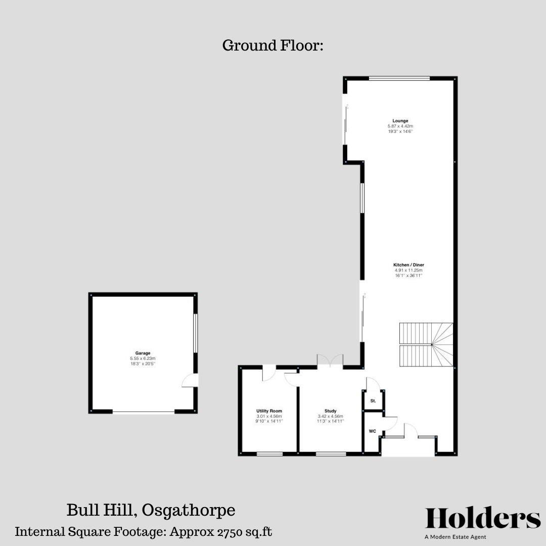 Ground Floor Floorplan for Bull Hill, Osgathorpe, Loughborough