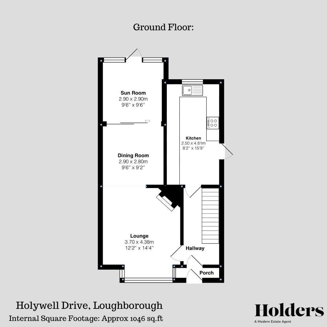 Ground Floor Floorplan for Holywell Drive, Loughborough