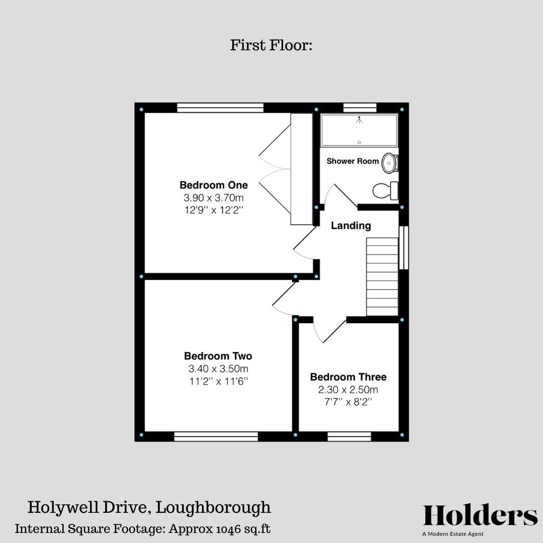 First Floor Floorplan for Holywell Drive, Loughborough