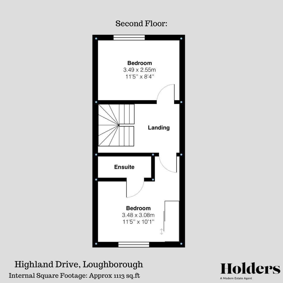 Second Floor Floorplan for Highland Drive, Loughborough
