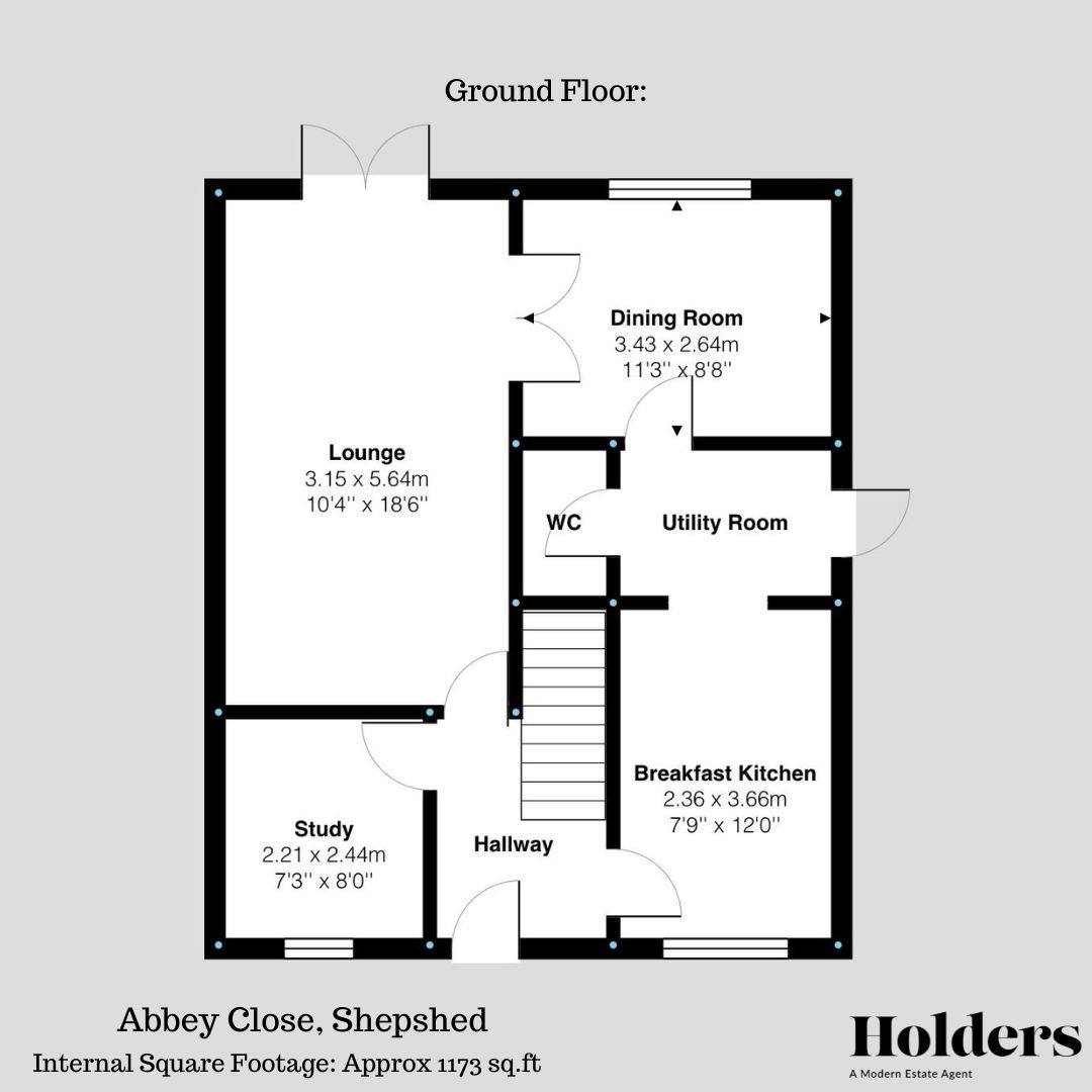 Ground Floor Floorplan for Abbey Close, Shepshed
