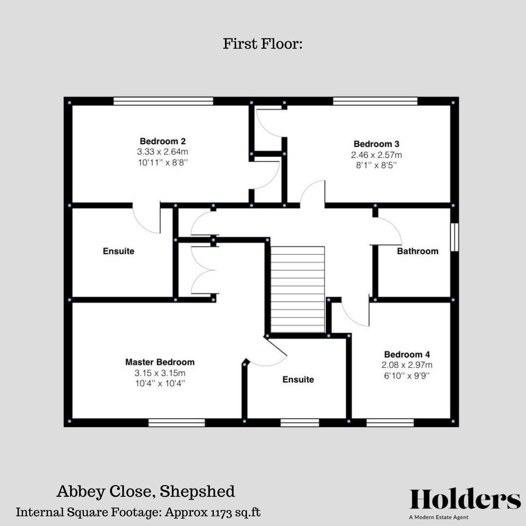 First Floor Floorplan for Abbey Close, Shepshed
