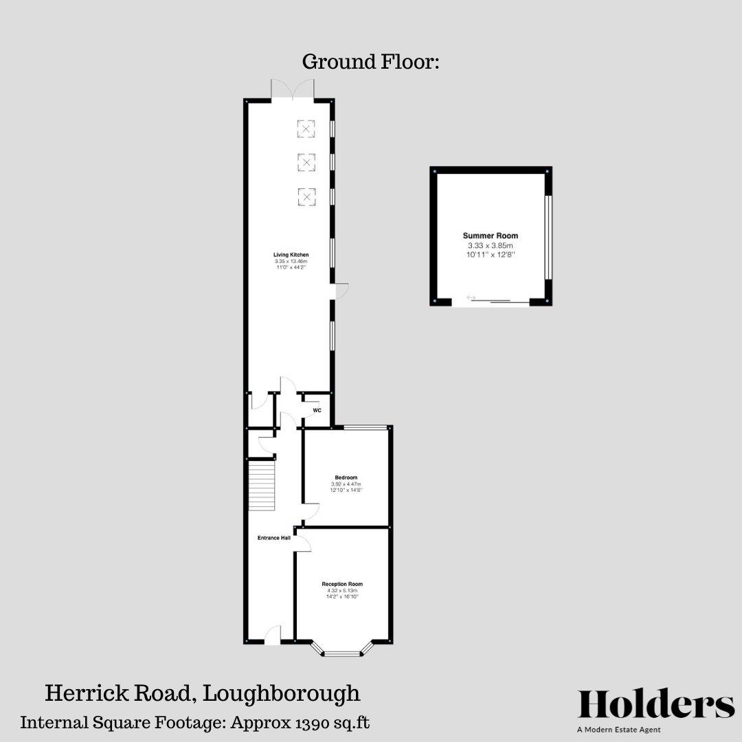 Ground Floor Floorplan for 14, Herrick Road, Loughborough, Leicestershire, LE