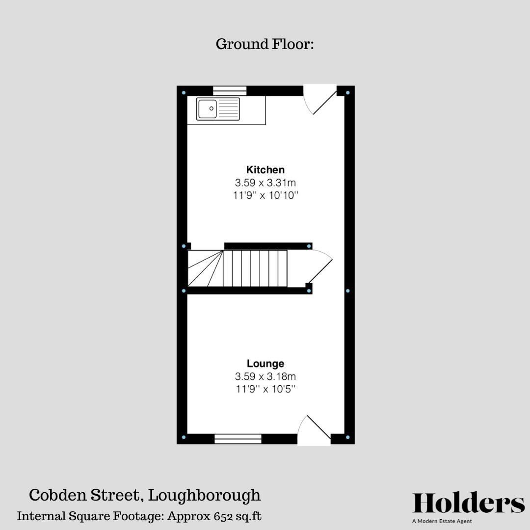 Ground Floor Floorplan for Cobden Street, Loughborough