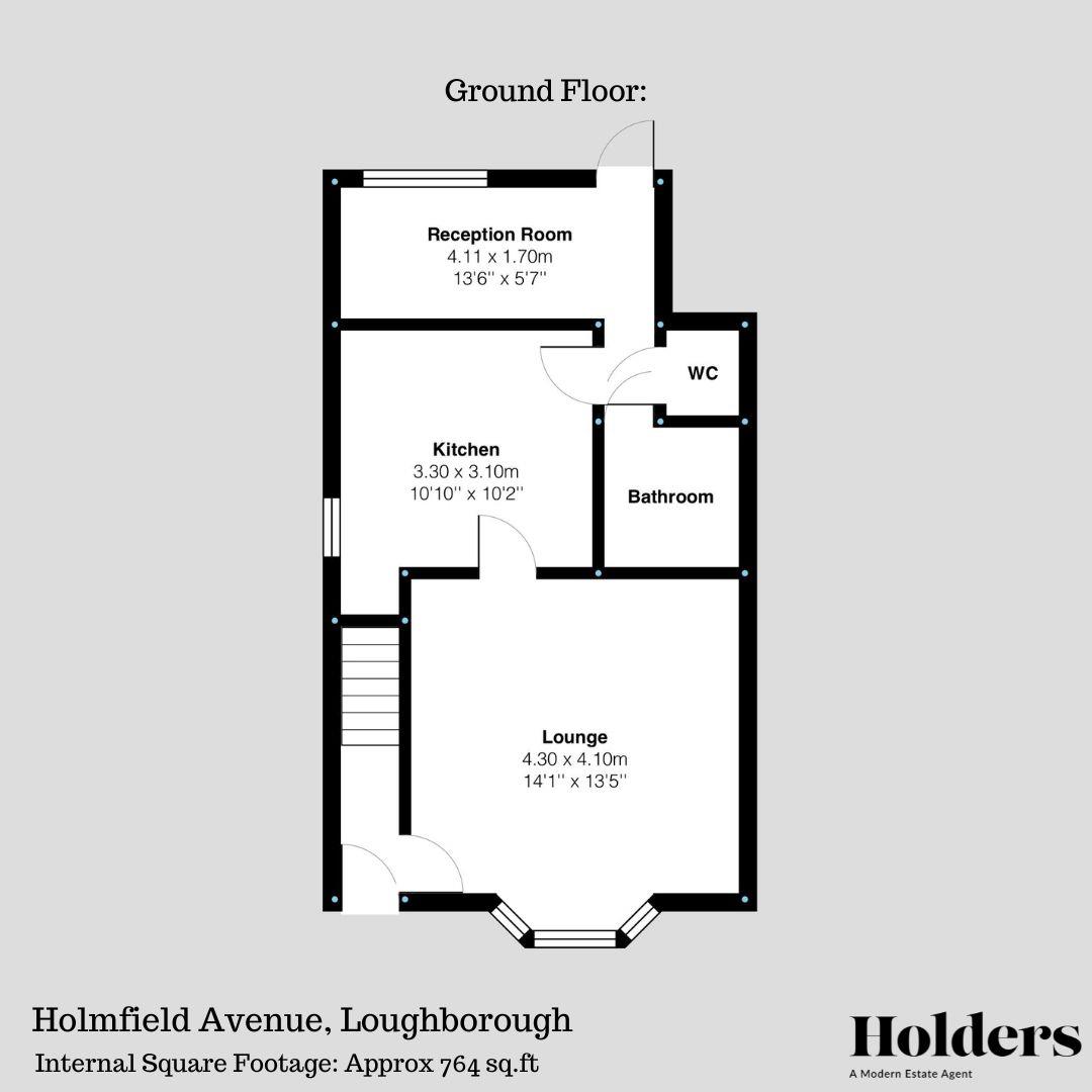 Ground Floor Floorplan for Holmfield Avenue, Loughborough