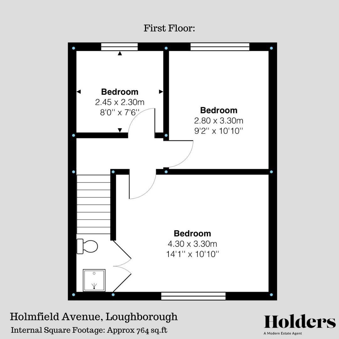 First Floor Floorplan for Holmfield Avenue, Loughborough