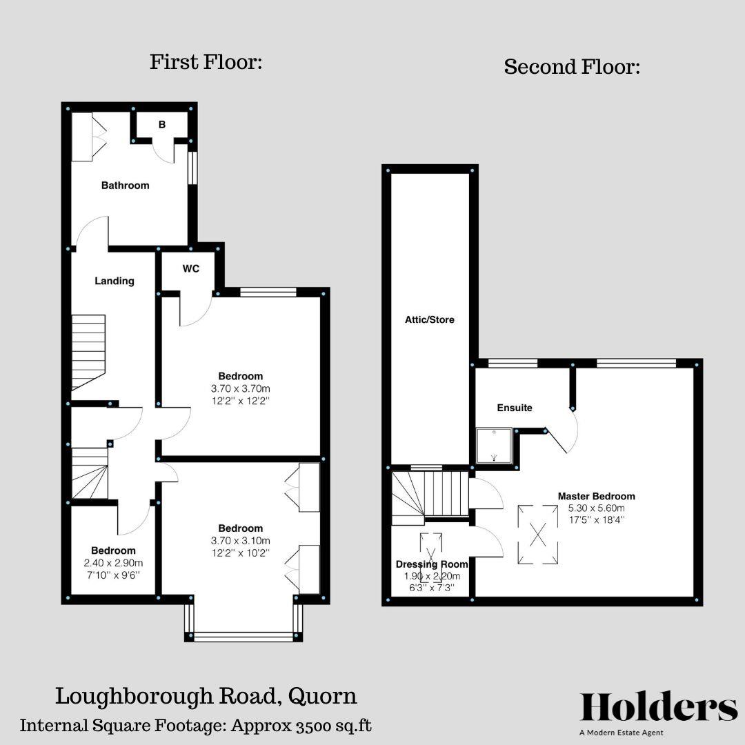 First & Second Floor Floorplan for Loughborough Road, Quorn, Loughborough