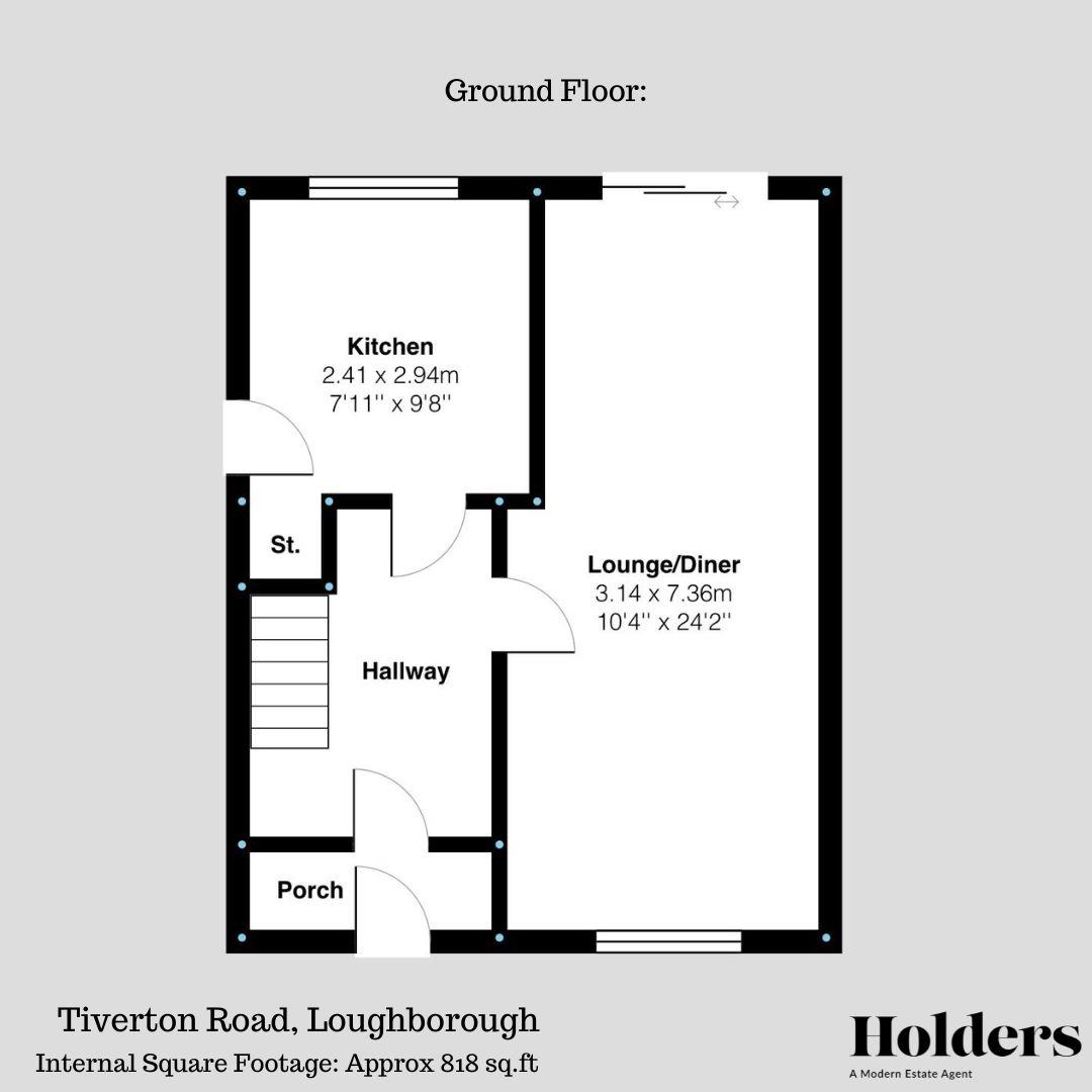 Ground Floor Floorplan for Tiverton Road, Loughborough