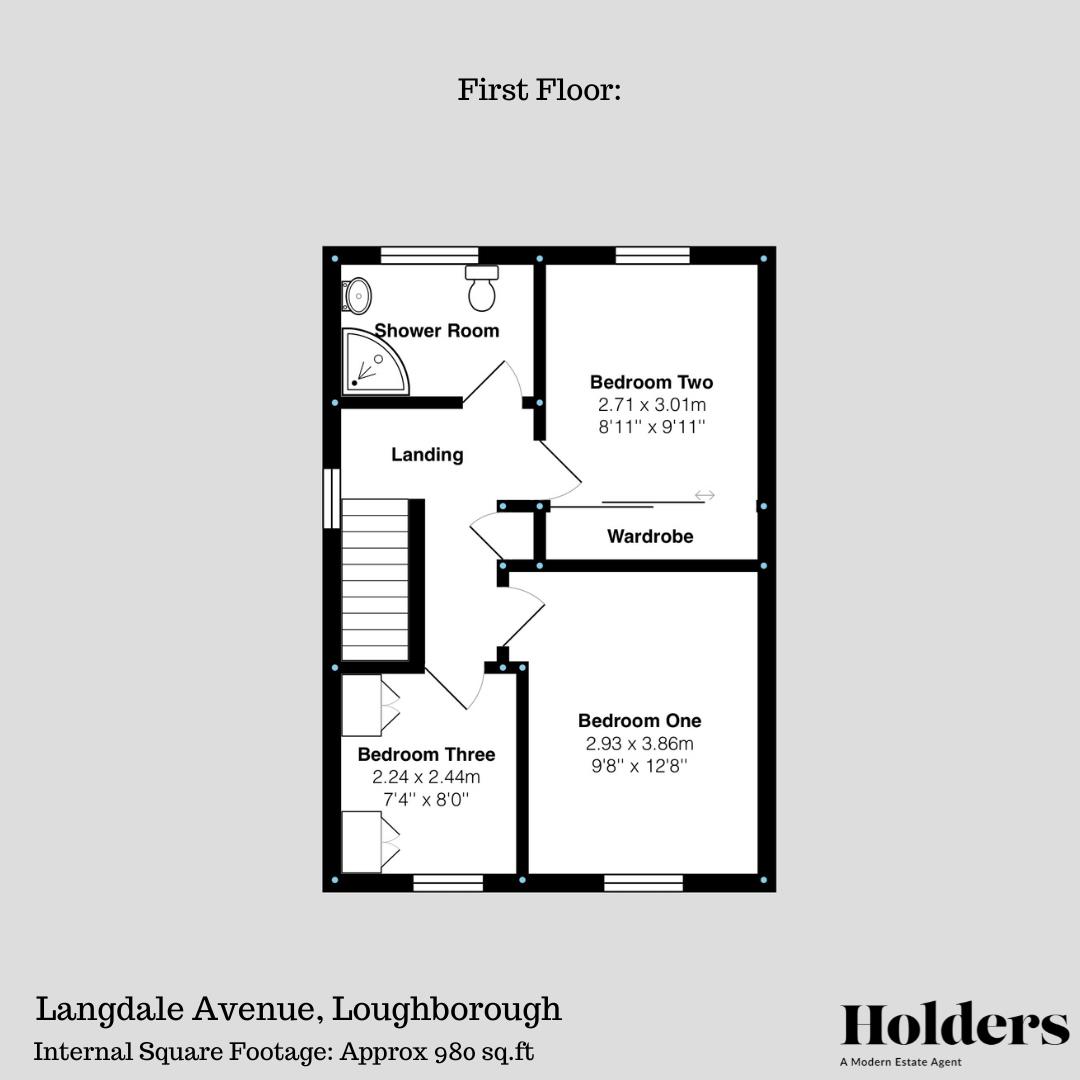 First Floor Floorplan for Langdale Avenue, Loughborough
