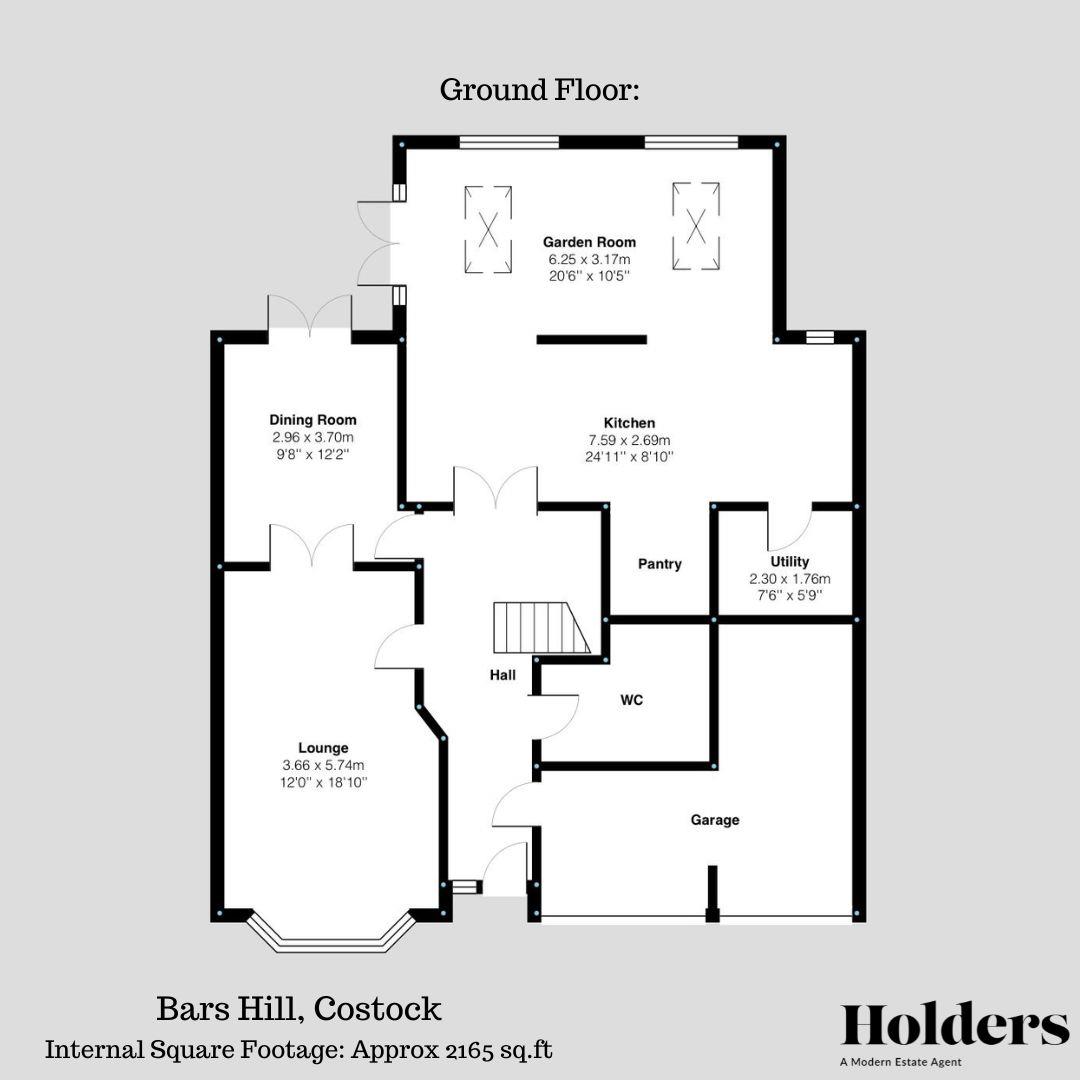 Ground Floor Floorplan for Bars Hill, Costock, Loughborough