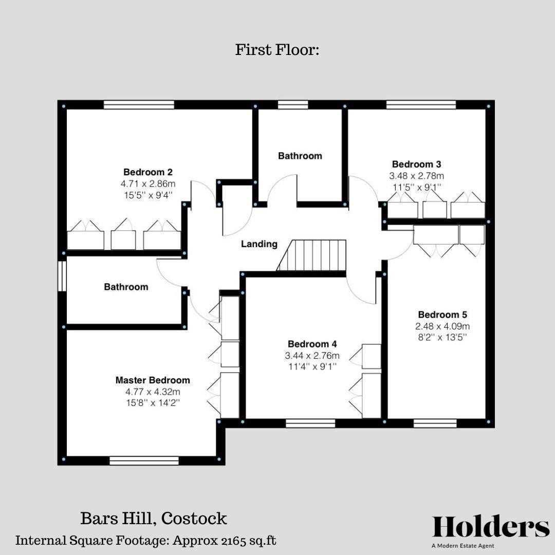 First Floor Floorplan for Bars Hill, Costock, Loughborough