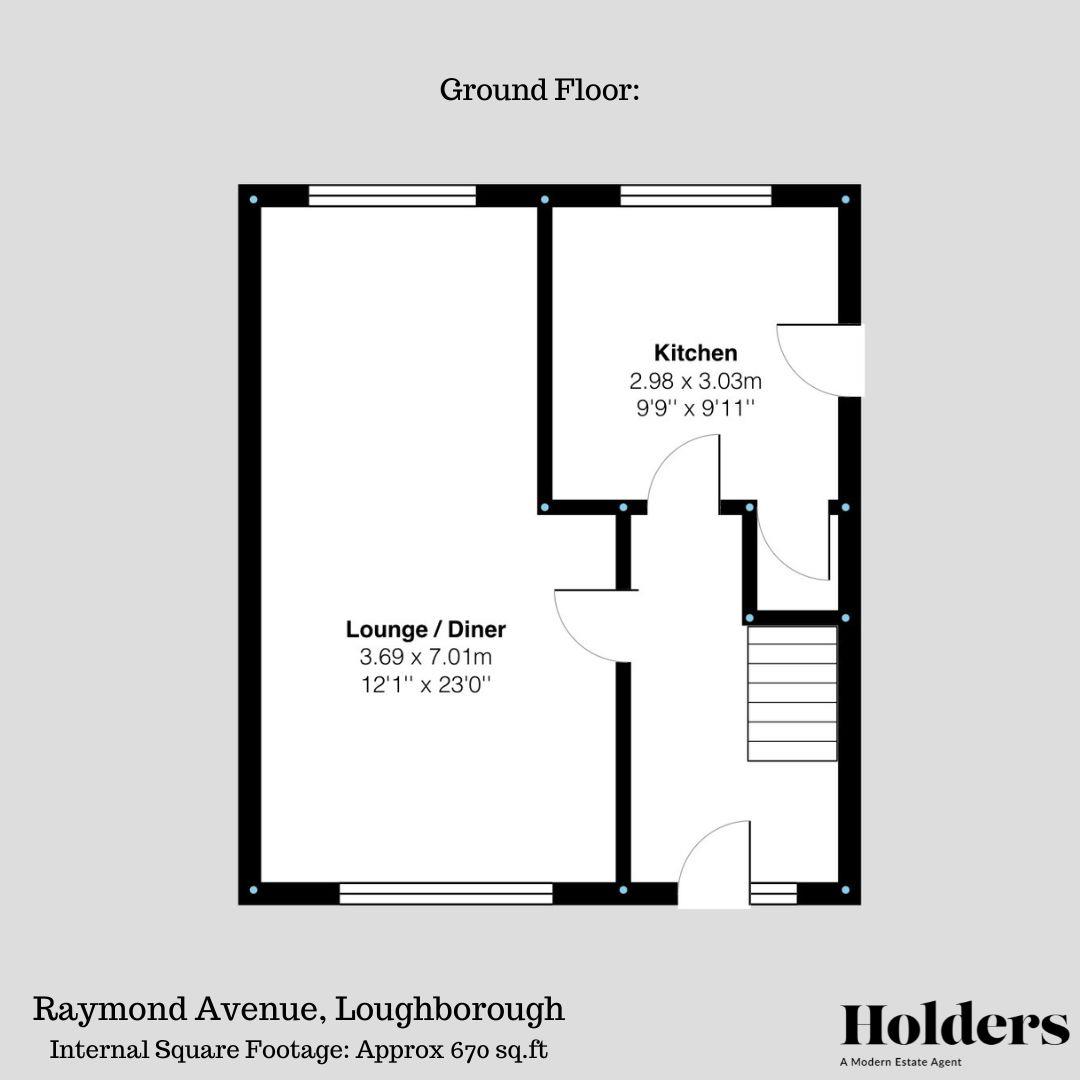 Ground Floor Floorplan for Raymond Avenue, Loughborough