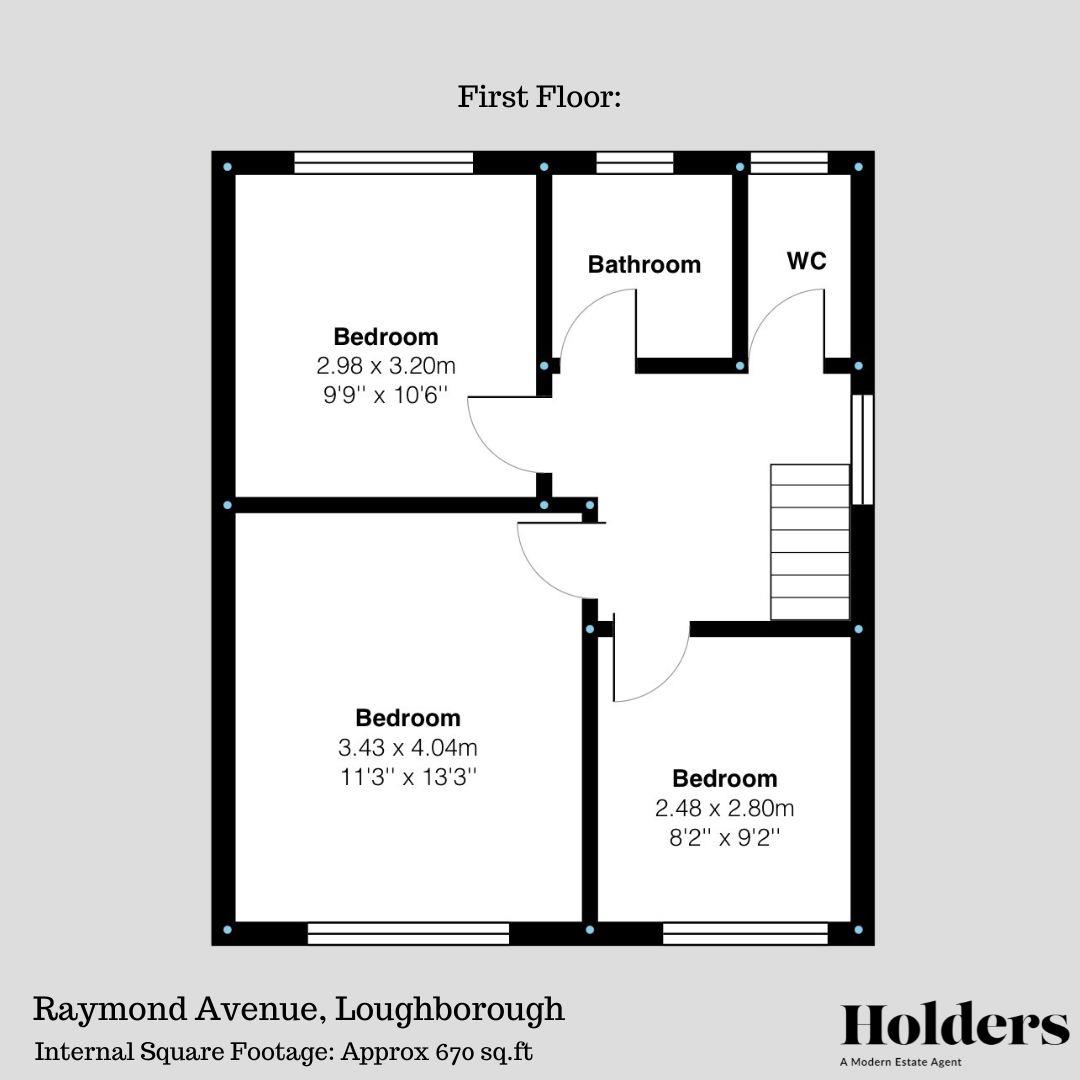 First Floor Floorplan for Raymond Avenue, Loughborough