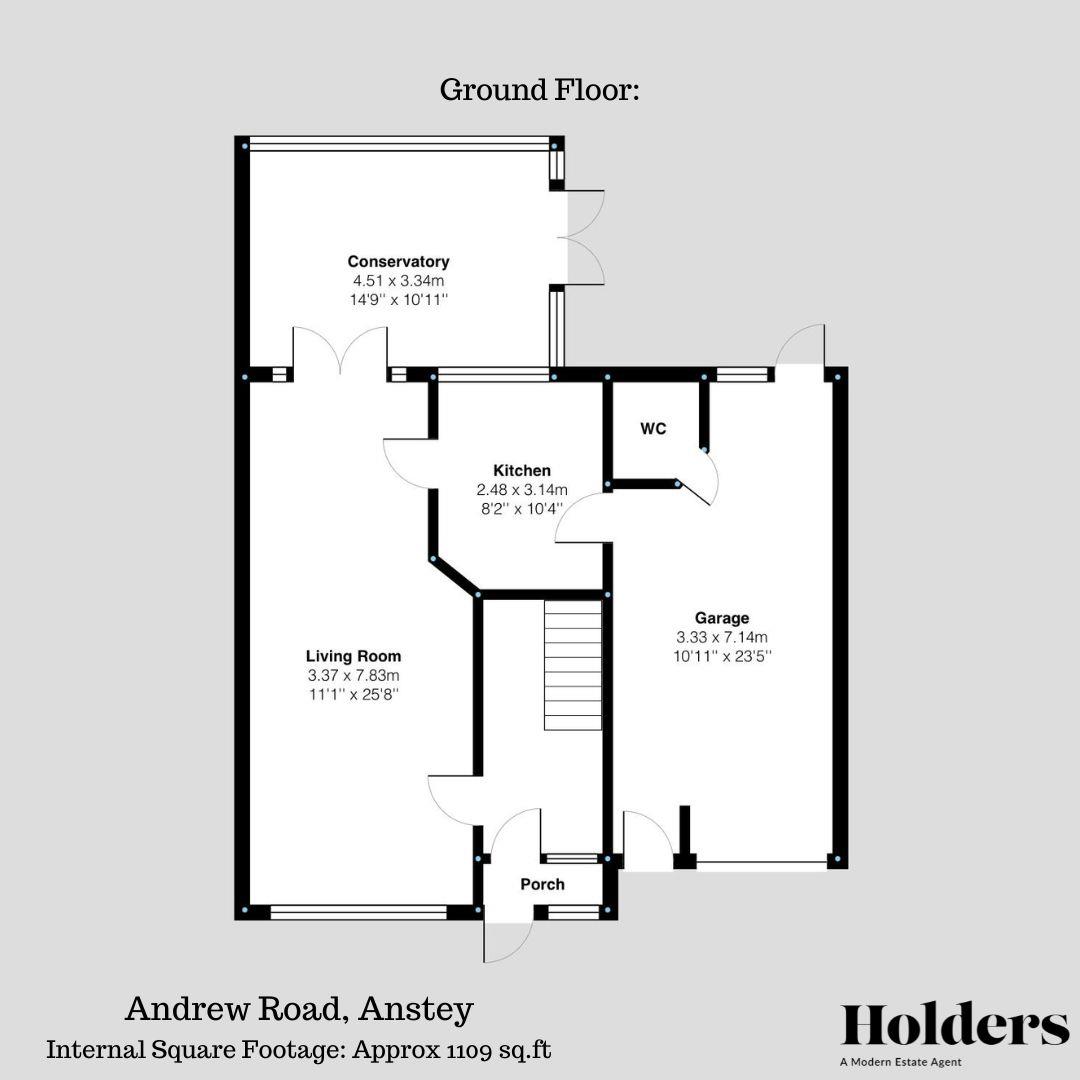 Ground Floor Floorplan for Andrew Road, Anstey, Leicester