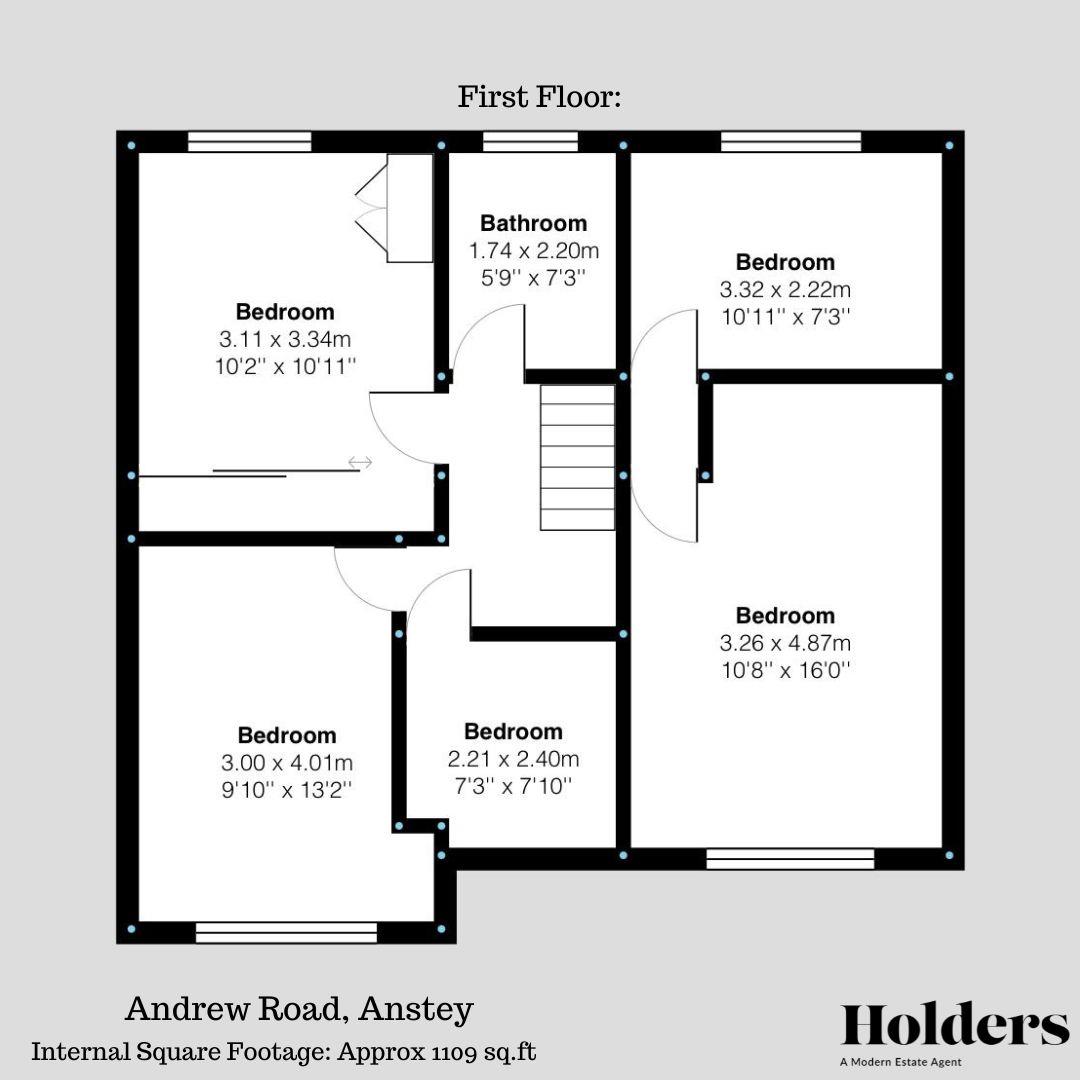 First Floor Floorplan for Andrew Road, Anstey, Leicester