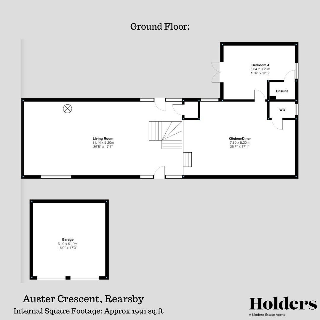 Ground Floor Floorplan for 12 Auster Crescent, Rearsby, Leicester