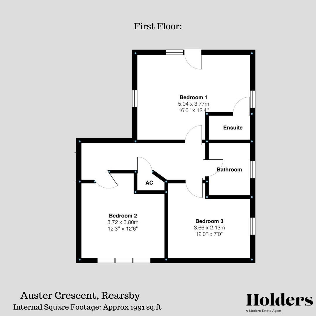 First Floor Floorplan for 12 Auster Crescent, Rearsby, Leicester