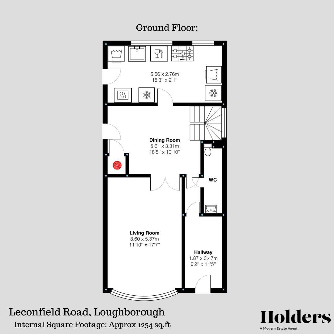 Ground Floor Floorplan for Leconfield Road, Loughborough
