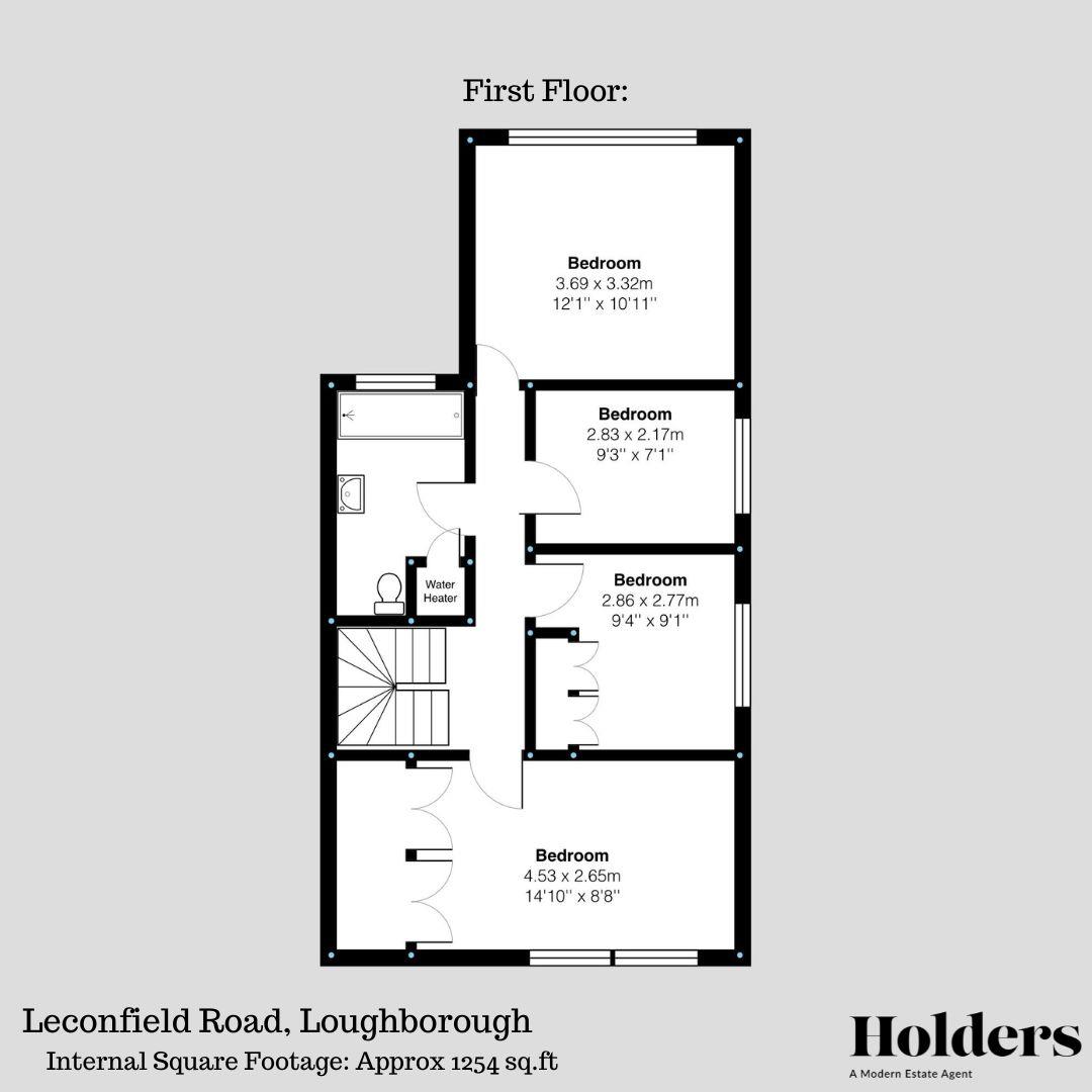 First Floor Floorplan for Leconfield Road, Loughborough