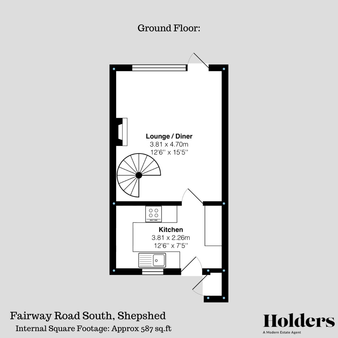 Ground Floor Floorplan for Fairway Road South, Shepshed, Loughborough