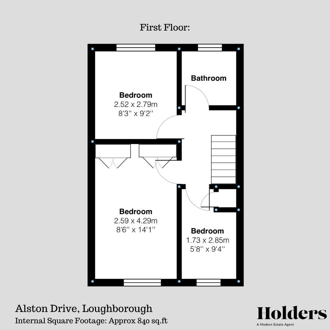 First Floor Floorplan for Alston Drive, Loughborough