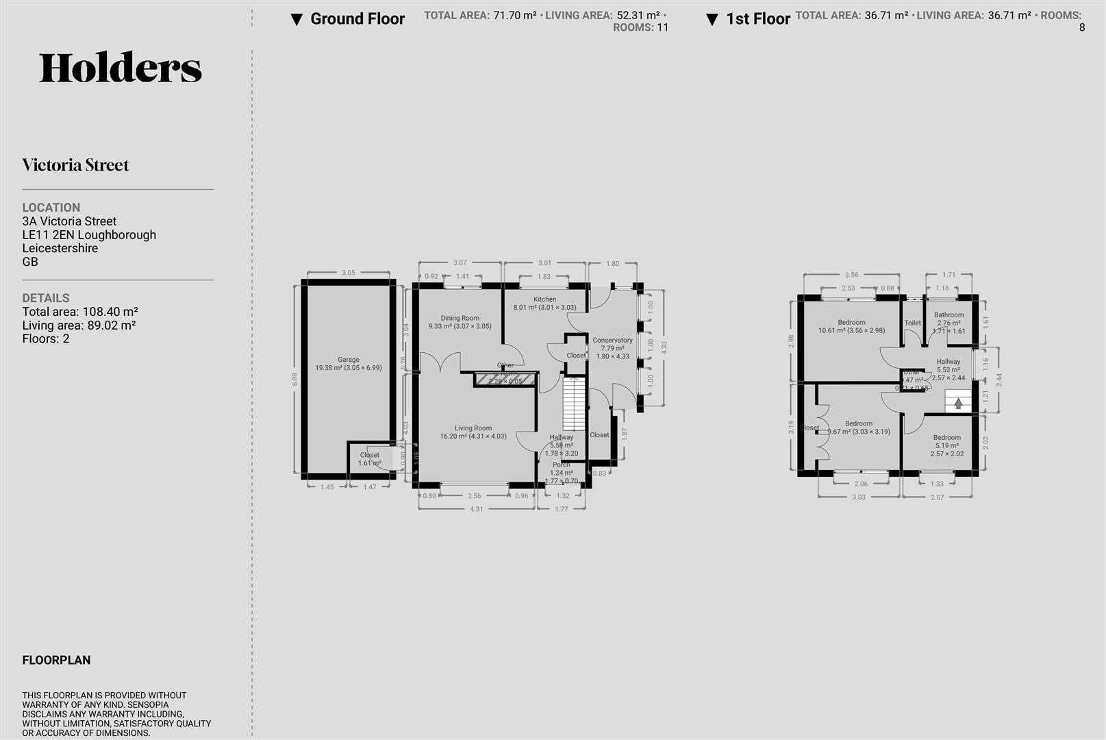 Holders Floorplan for Victoria Street, Loughborough
