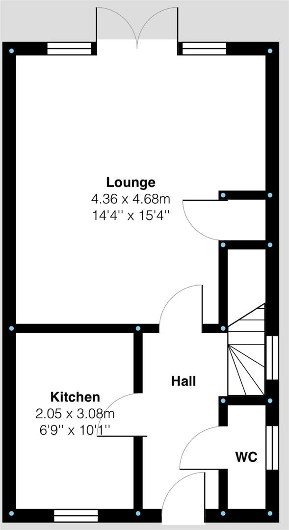 Ground Floor Floorplan for John Boden Way, Loughborough