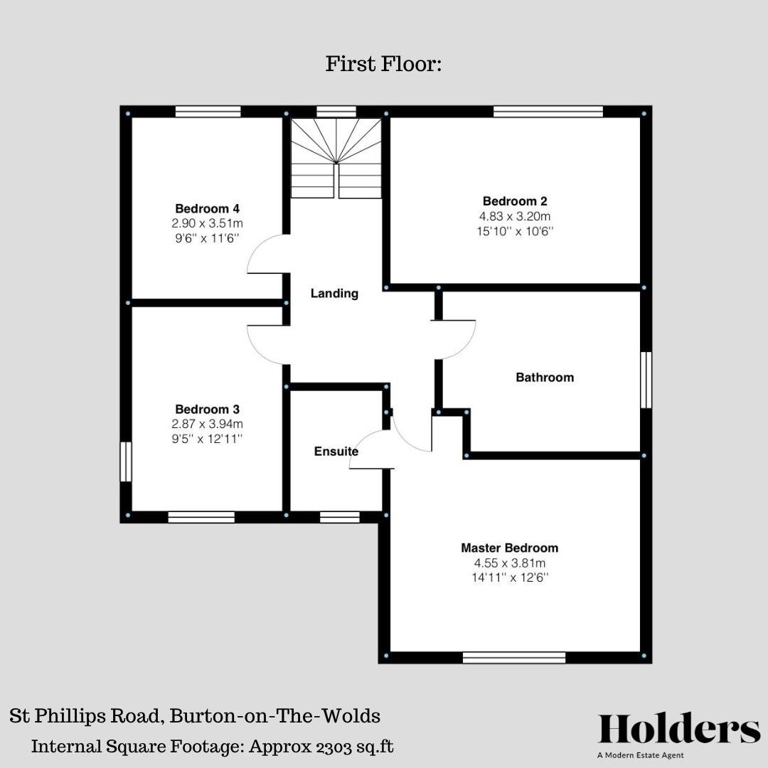 First Floor Floorplan for St. Phillips Road, Burton-On-The-Wolds, Loughborough