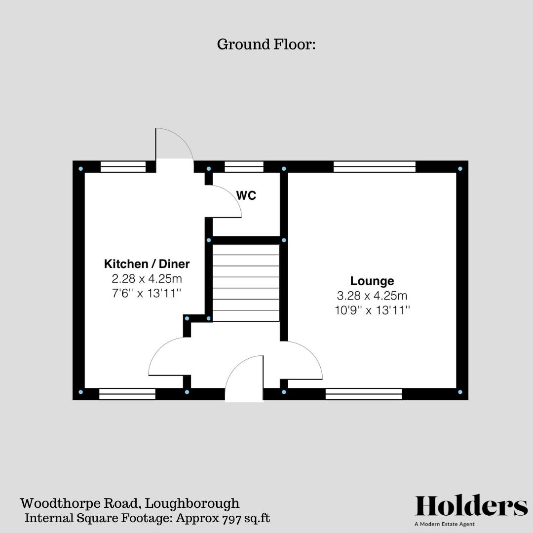 Ground Floor Floorplan for Woodthorpe Road, Loughborough