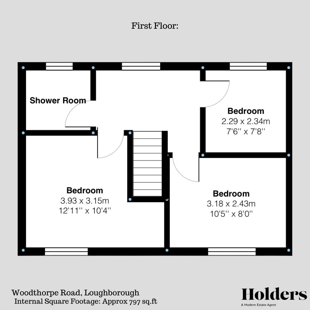First Floor Floorplan for Woodthorpe Road, Loughborough