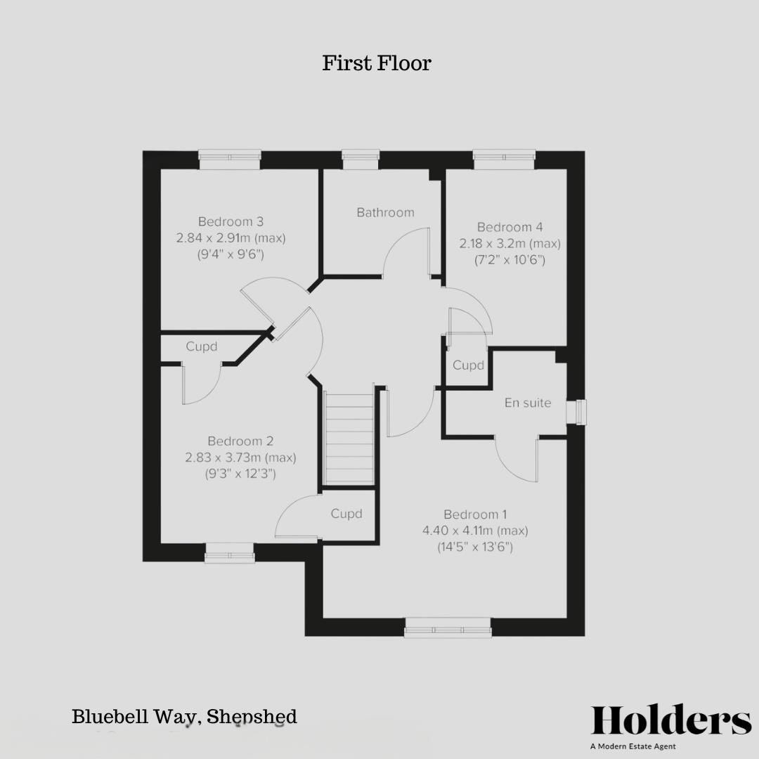First Floor Floorplan for Bluebell Way, Shepshed